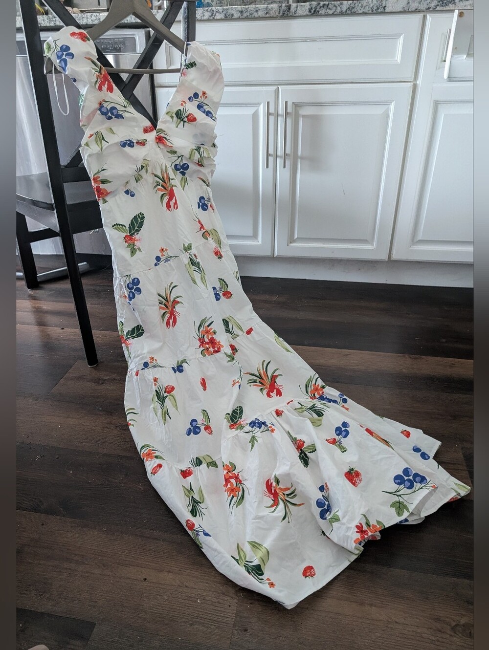 Petal & Pup White Maxi Dress with Red, Blue & Green Floral Print - Picture 4 of 14